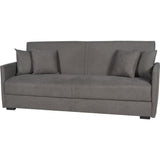 Canapé convertible 3 places - BIANCA - Tissu taupe - 4 coussins - Coffre de rangement -  204 x 92 x 91 cm