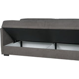 Canapé convertible 3 places - BIANCA - Tissu taupe - 4 coussins - Coffre de rangement -  204 x 92 x 91 cm