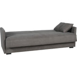 Canapé convertible 3 places - BIANCA - Tissu taupe - 4 coussins - Coffre de rangement -  204 x 92 x 91 cm