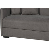 Canapé convertible 3 places - BIANCA - Tissu taupe - 4 coussins - Coffre de rangement -  204 x 92 x 91 cm