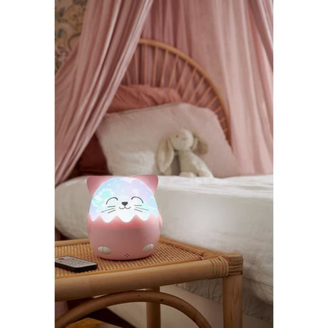 Veilleuse musicale sans fil - BIGBEN - Chat - Projection 360° - 13 films - 8 mélodies - Télécommande - Batterie USB-C
