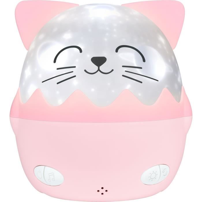 Veilleuse musicale sans fil - BIGBEN - Chat - Projection 360° - 13 films - 8 mélodies - Télécommande - Batterie USB-C