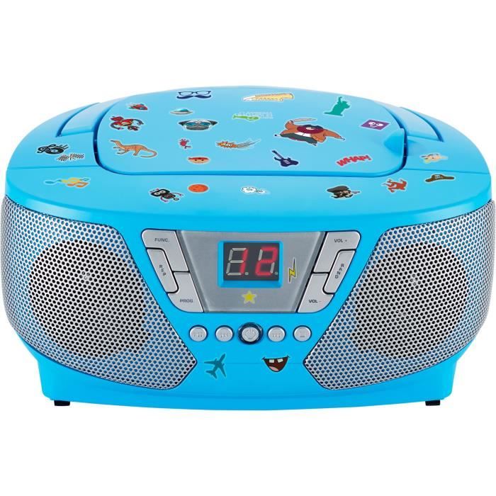 Lecteur Radio CD Portable - BIGBEN INTERACTIVE - CD60BLSTICK - Bleu + Stickers