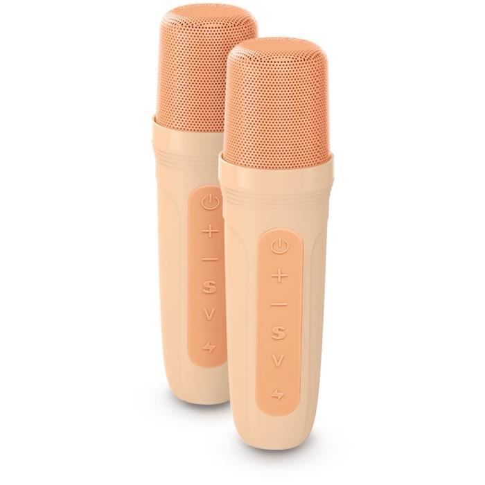 Enceinte karaoké lumineuse BIGBEN - Peche - Bluetooth - 30W - 2 micros sans fil USB-C - Égaliseur - Batterie Li-on