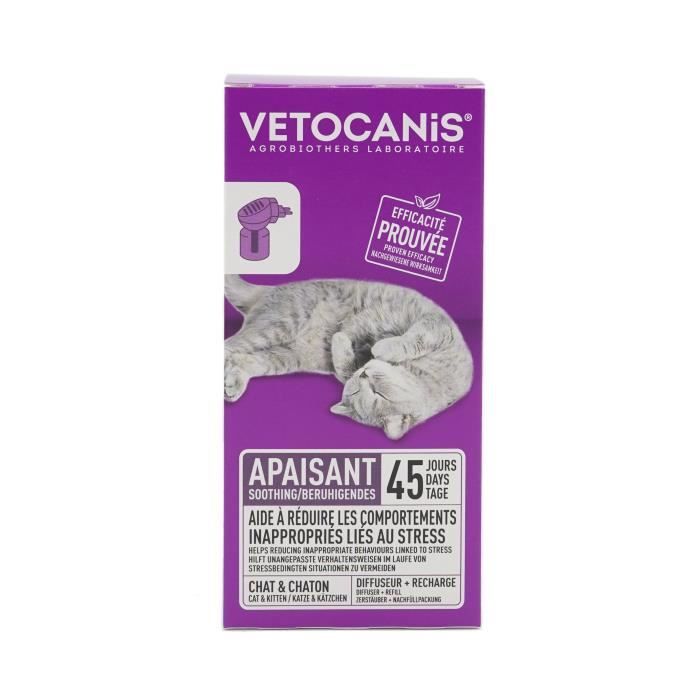VETOCANIS Diffuseur + Recharge anti-stress pour chat - Efficace 45 jours