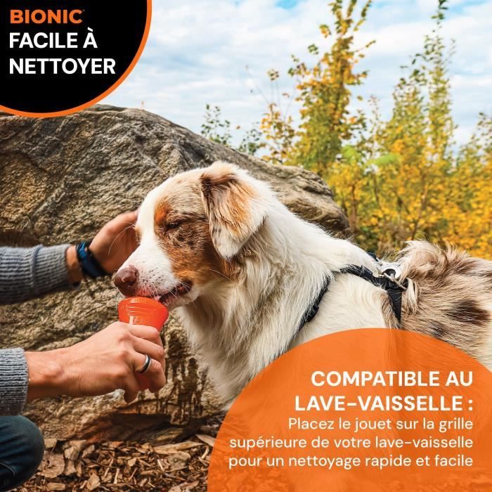 Jouet pour chien - BIONIC - Os - Taille Medium 12 cm - Caoutchouc ultra résistant - sans plomb, BPA ni phtalates