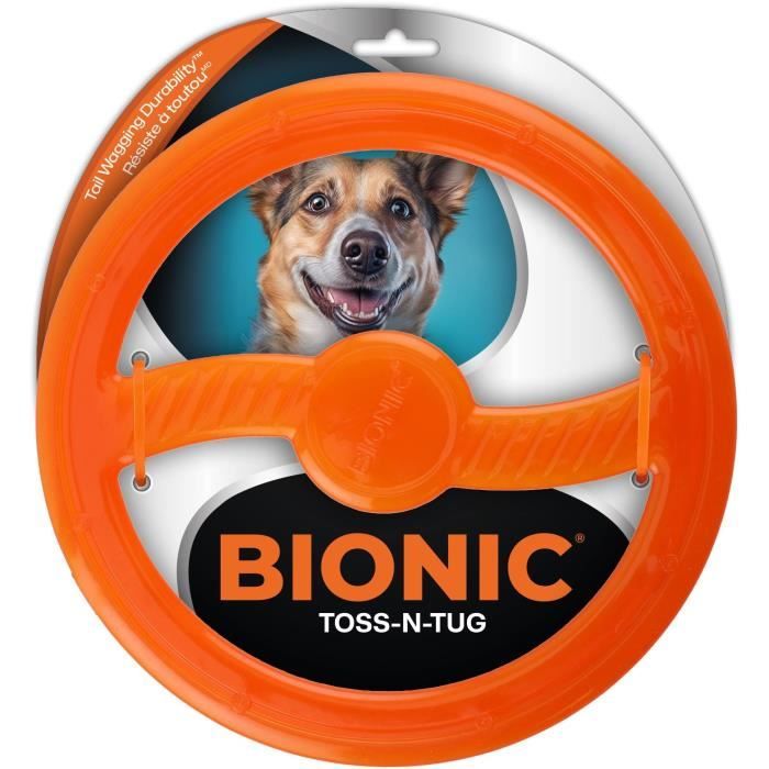 Jouet pour chien - BIONIC - Anneau Toss-N-Tug - Toutes tailles de chien - Caoutchouc ultra résistant - sans plomb, BPA ni phtalates