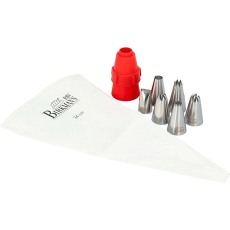 Poche a douille  - BIRKMANN - EASY BAKING - Tissu - Inclus 6 douilles + 1 adapteur - 9 x 14,5 x 5,7 cm