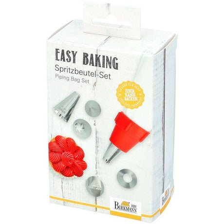 Poche a douille  - BIRKMANN - EASY BAKING - Tissu - Inclus 6 douilles + 1 adapteur - 9 x 14,5 x 5,7 cm