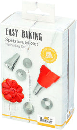 Poche a douille  - BIRKMANN - EASY BAKING - Tissu - Inclus 6 douilles + 1 adapteur - 9 x 14,5 x 5,7 cm