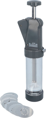 Presse a biscuits - BIRKMANN - EASY BAKING - Plastique - Inclus 10 disques a motif - 8 x 28 x 6 cm