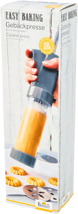 Presse a biscuits - BIRKMANN - EASY BAKING - Plastique - Inclus 10 disques a motif - 8 x 28 x 6 cm