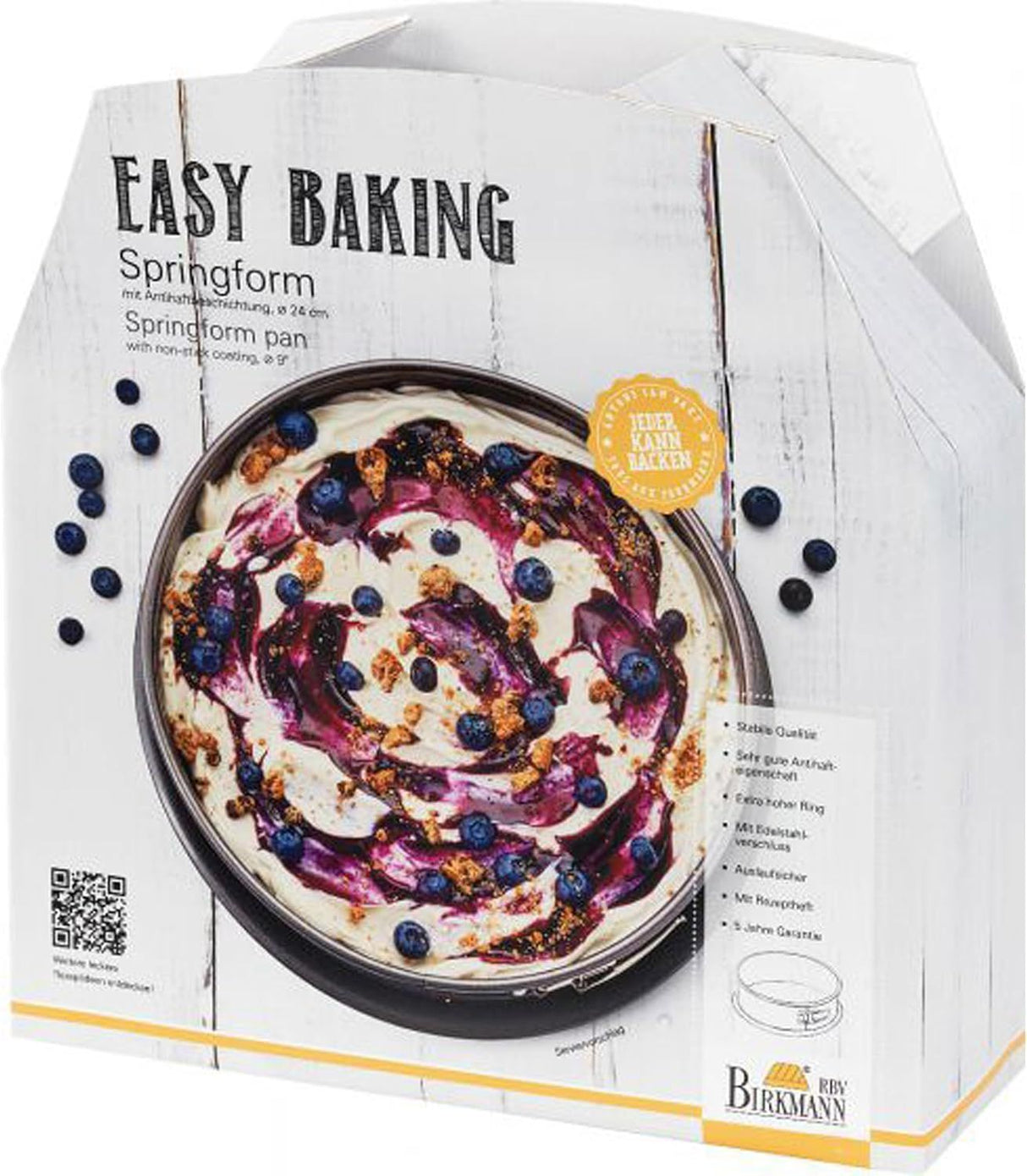 Moule a fond amovible  - BIRKMANN - EASY BAKING - Acier carbone - Anti adhésif - 24 x 24 x 9 cm
