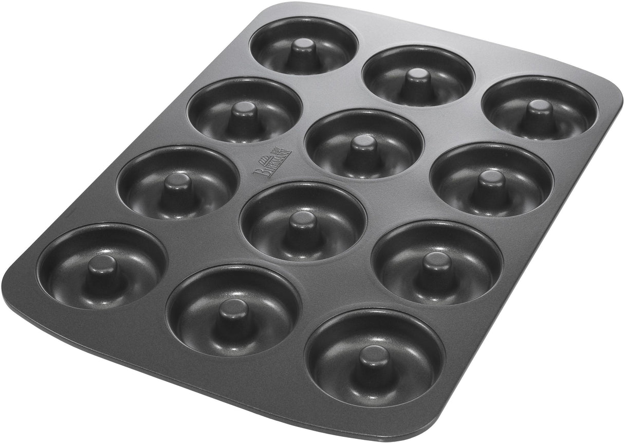 Plaque a cuisson pour donuts  - BIRKMANN - EASY BAKING - Acier carbone - Anti adhésif - 12 moules - Ř7cm, 37 x 26 x 2 cm