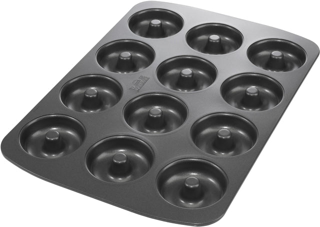 Plaque a cuisson pour donuts  - BIRKMANN - EASY BAKING - Acier carbone - Anti adhésif - 12 moules - Ř7cm, 37 x 26 x 2 cm