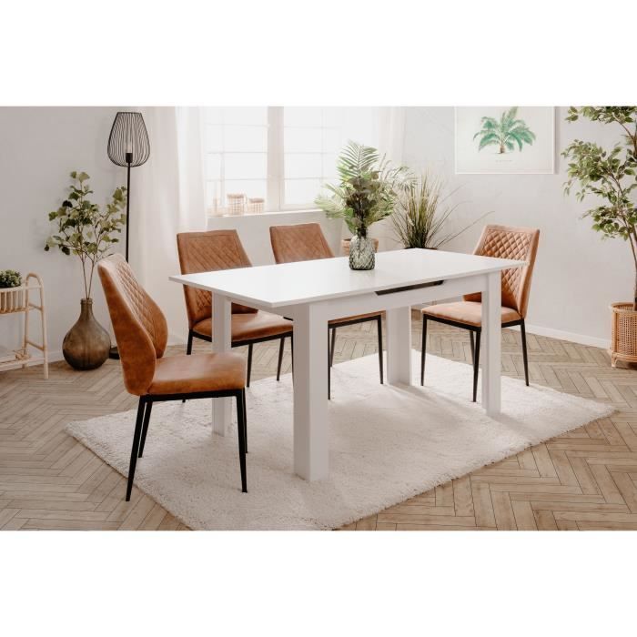 Table extensible - BIRMINGHAM - 80A - Ouverture synchonisÈe automatique - DÈcor blanc - 6 / 8 personnes - 125-165 x 75 x 80 cm