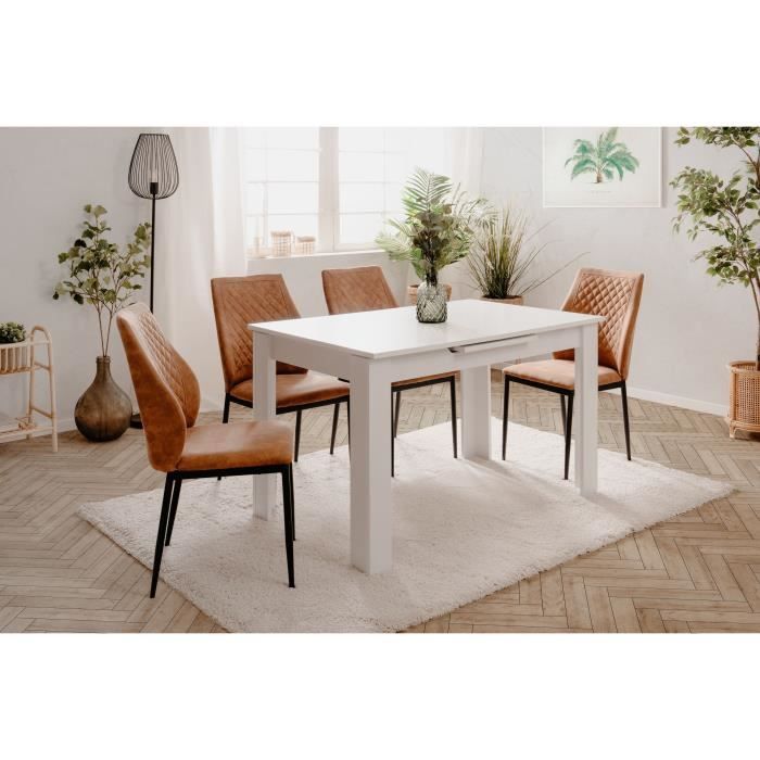 Table extensible - BIRMINGHAM - 80A - Ouverture synchonisÈe automatique - DÈcor blanc - 6 / 8 personnes - 125-165 x 75 x 80 cm