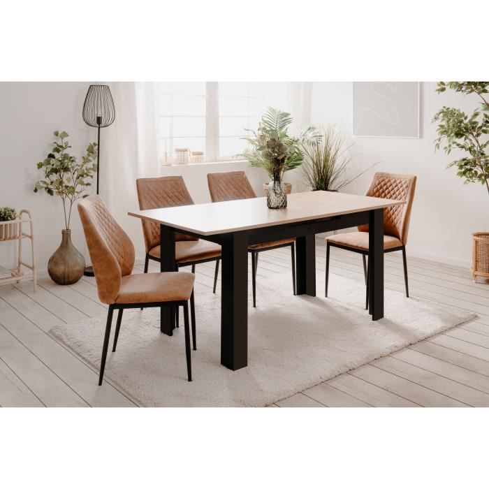 Table extensible - BIRMINGHAM - 80A - Ouverture synchonisÈe automatique - Chene / noir -  6 / 8 personnes - 125-165 x 75 x 80 cm