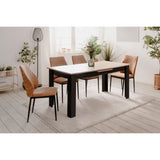 Table extensible - BIRMINGHAM - 80B - Ouverture synchonisée automatique - Chene / noir - 8 / 10 personnes - 160-200 x 75 x 80 cm
