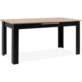 Table extensible - BIRMINGHAM - 80B - Ouverture synchonisée automatique - Chene / noir - 8 / 10 personnes - 160-200 x 75 x 80 cm