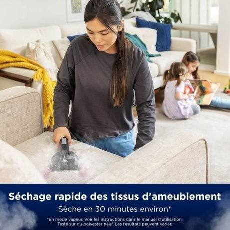 BISSELL SpotClean HydroSteam Select - Nettoyeur Vapeur - Moquettes, voiture, carrelage - 1000 W - 4,5 m - 3 modes de nettoyage