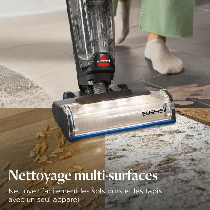 BISSELL CrossWave OmniFind Select - Aspirateur Balai Laveur Sans Fil - LED FurFinder pour Détection Facile Saletés & Poils Animaux