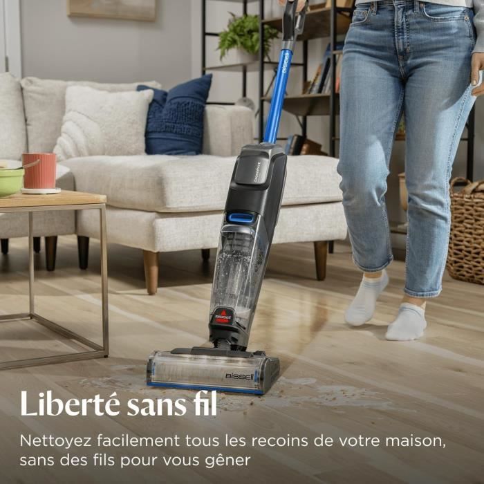 BISSELL CrossWave OmniFind Select - Aspirateur Balai Laveur Sans Fil - LED FurFinder pour Détection Facile Saletés & Poils Animaux
