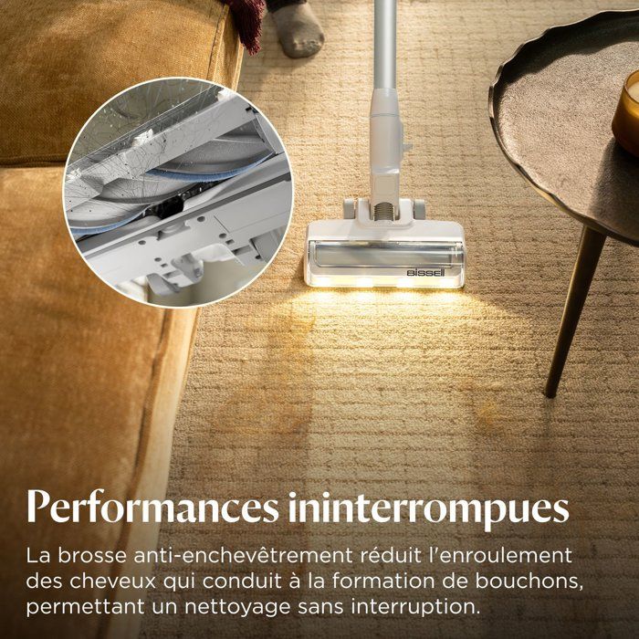 BISSELL Powerclean - Aspirateur Balai sans fil - 200 W - 40 min - 0,4 L - Blanc / Argenté