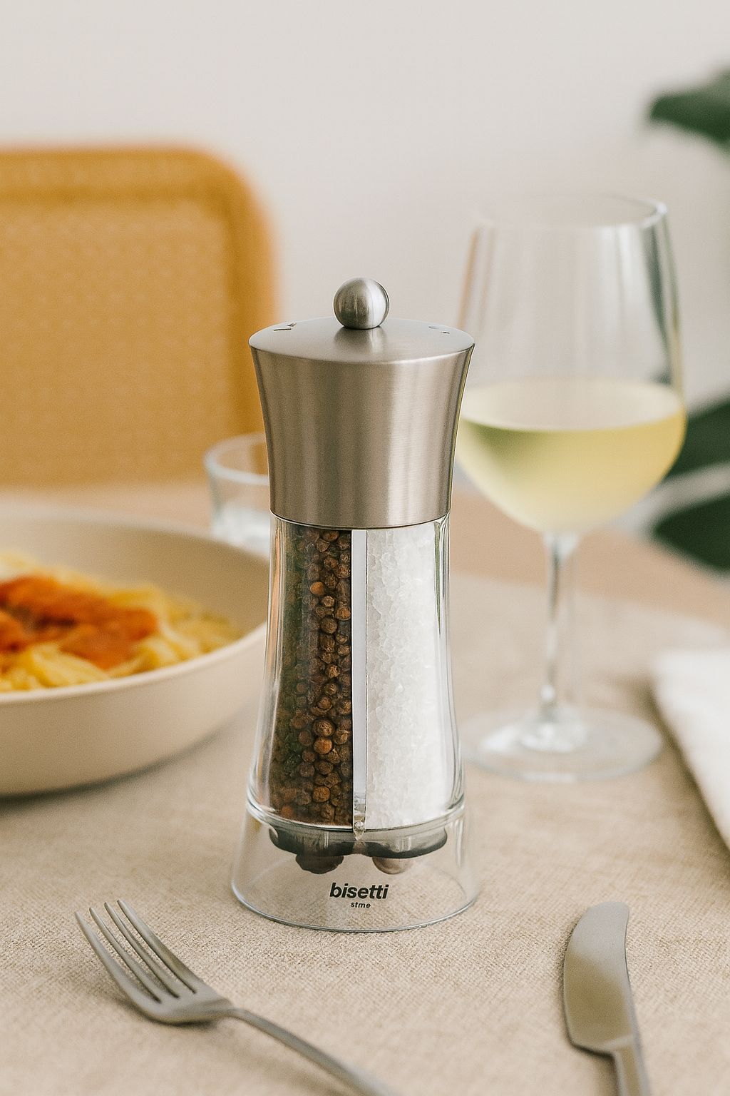 Moulin Sel-Poivre 2-en-1 - BISETTI - Dual Big Acryl - Inox