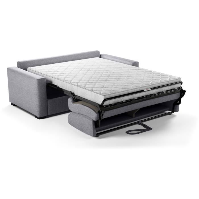 Canapé convertible express - MARIUS - Tissu Gris clair - matelas 14cm - 190 x 100 x 87 cm