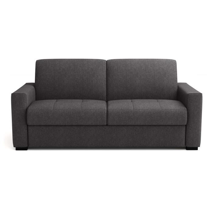Canapé convertible express - MARIUS - Tissu Anthracite - matelas 14cm - 190 x 100 x 87 cm