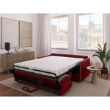 Canapé convertible express - AGATHE - Tissu Rouge - matelas 14cm - 175 x 100 x 87 cm