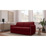 CanapÈ convertible express - AGATHE - Tissu Rouge - LiserÈ Gris - 175 x 100 x 87 cm