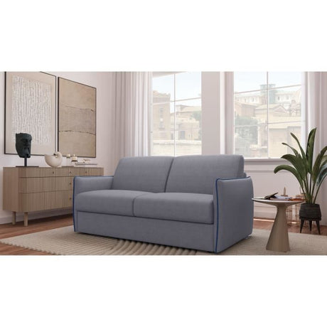 Canapé convertible express - matelas 14cm - AGATHE - Tissu Gris - 175 x 100 x 87 cm