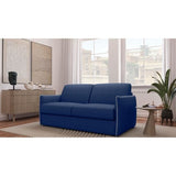 CanapÈ convertible express - AGATHE - Tissu Bleu - LiserÈ Gris - 175 x 100 x 87 cm