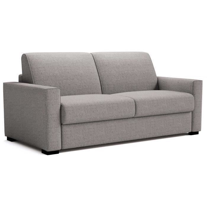 Canapé convertible express JOHN - 3 places - Tissu gris - 190 x 100 x 87 cm