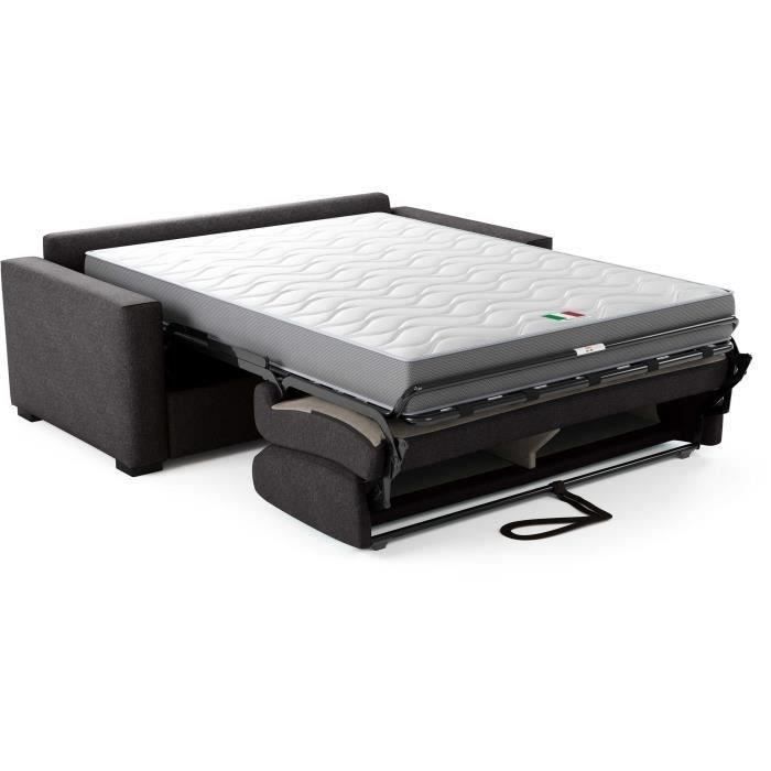 Canapé convertible express JOHN - 3 places - Tissu anthracite - 190 x 100 x 87 cm
