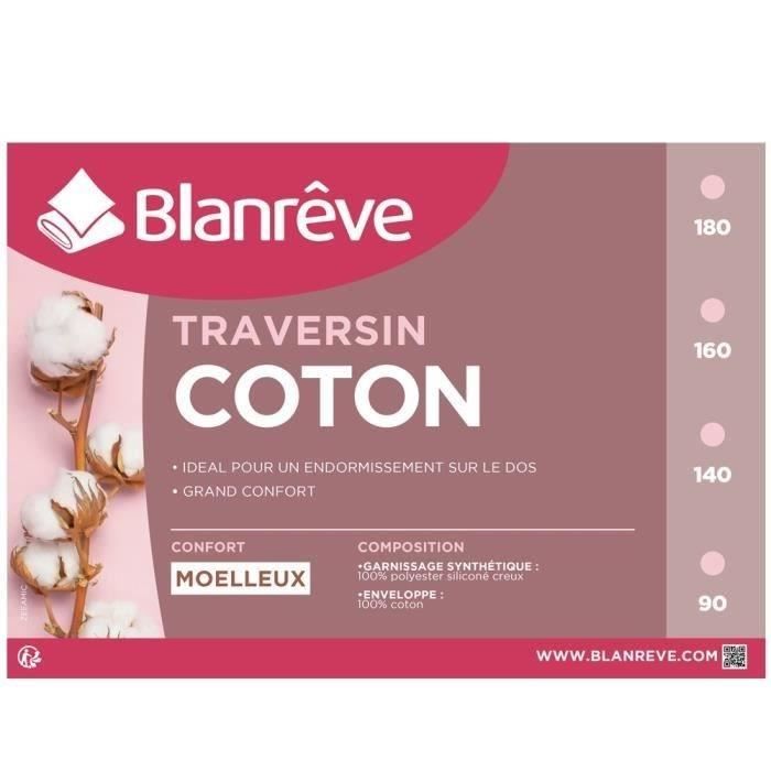 BLANREVE Traversin en coton - 140 cm - Blanc