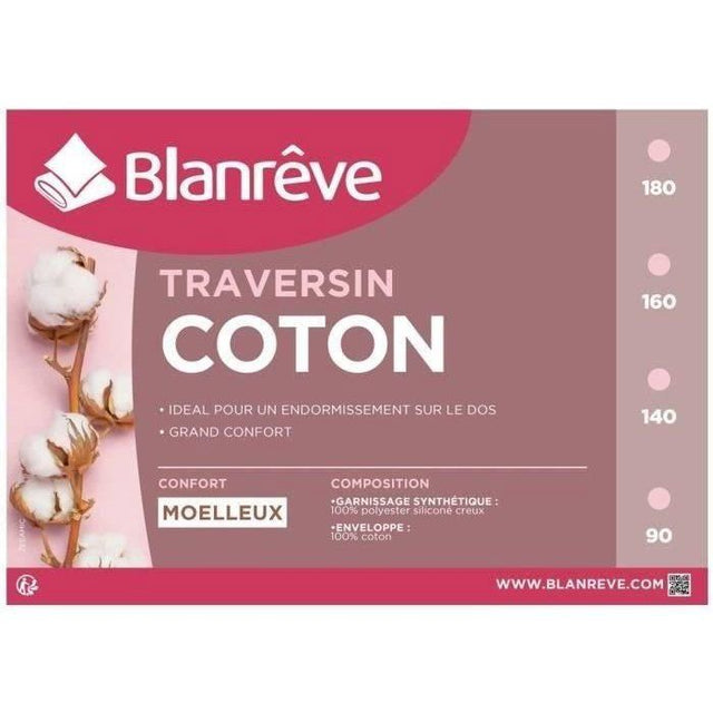 Traversin Coton - BLANREVE - 140 cm - Blanc