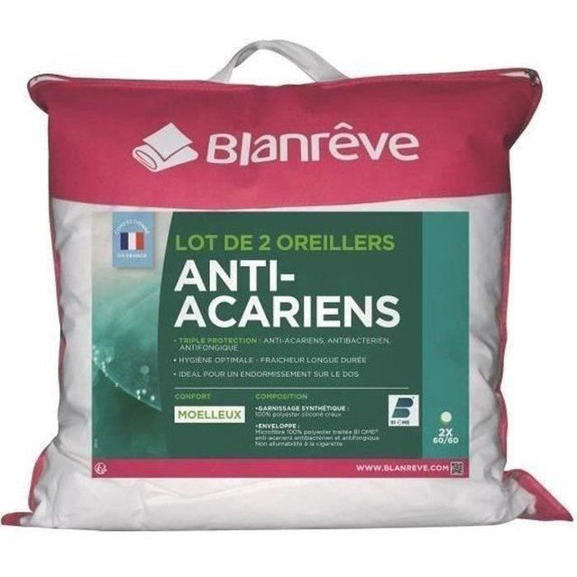 Lot de 2 Oreillers - BLANREVE - Triple Protection - 60 x 60 cm - Blanc