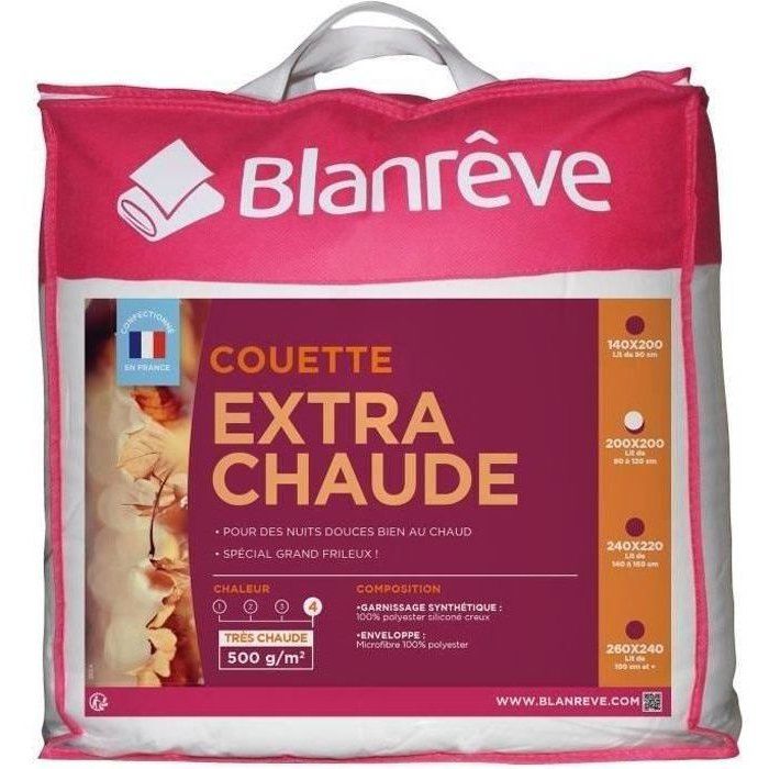 Couette Extra Chaude Microfibre - BLANREVE - 200 x 200 cm - Blanc
