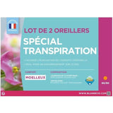 Lot de 2 Oreillers - BLANREVE - Spécial Transpiration - 60 x 60 cm - Blanc