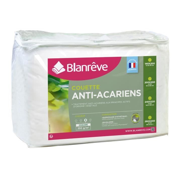 BLANREVE Couette chaude Percale - Anti-acariens - 350g/m² - 140x200cm