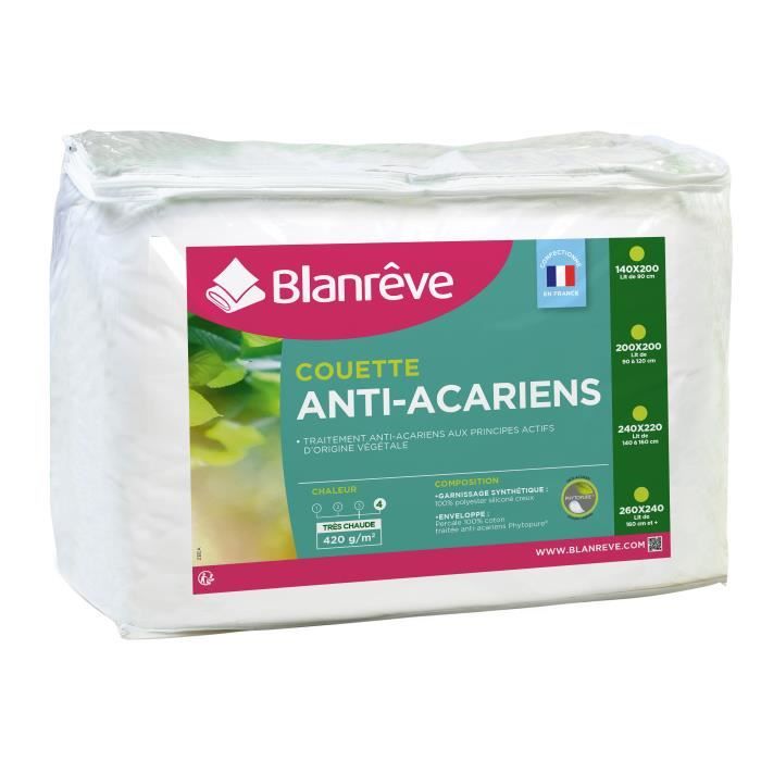 BLANREVE Couette tres chaude Percale - Anti-acariens - 420g/m² - 200x200cm