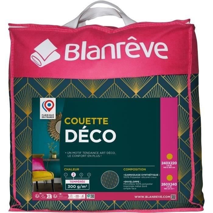 BLANREVE Couette tempÈrÈe 300gr/m≤ - 240x260 cm -100% Polyester - 2 Personnes - Microfibre ImprimÈ mÈtallique