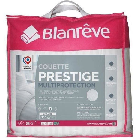 Couette Chaude Prestige Multi Protection - 100% Polyester - BLANREVE - 220 x 240 cm - Satin Rayé