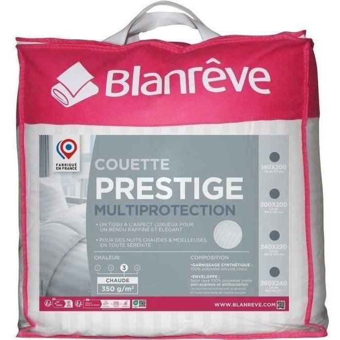 Couette Chaude Prestige Multi Protection - 100 % Polyester - BLANREVE - 240x260 cm - Satin rayé