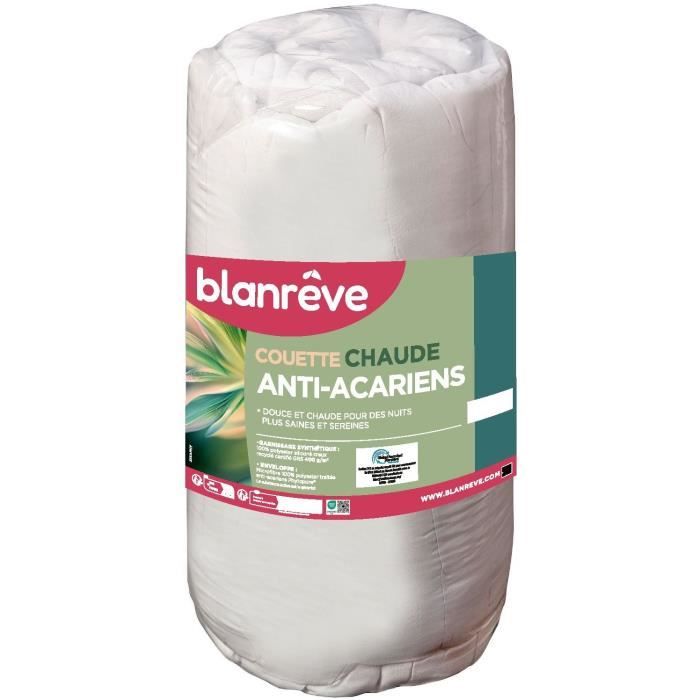 Couette chaude anti-acariens - 400 gr/m² - BLANREVE - 200 x 200 cm - Blanc