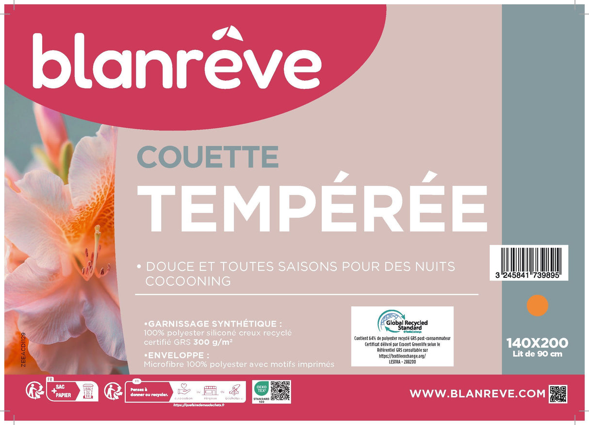 Couette - 140 x 200 cm - BLANREVE - Tempérée - 83g/m² - Motifs imprimés
