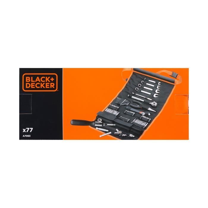 Kit d'outillage - BLACK+DECKER - A7063-QZ - 77 pieces - embouts, clés, douilles